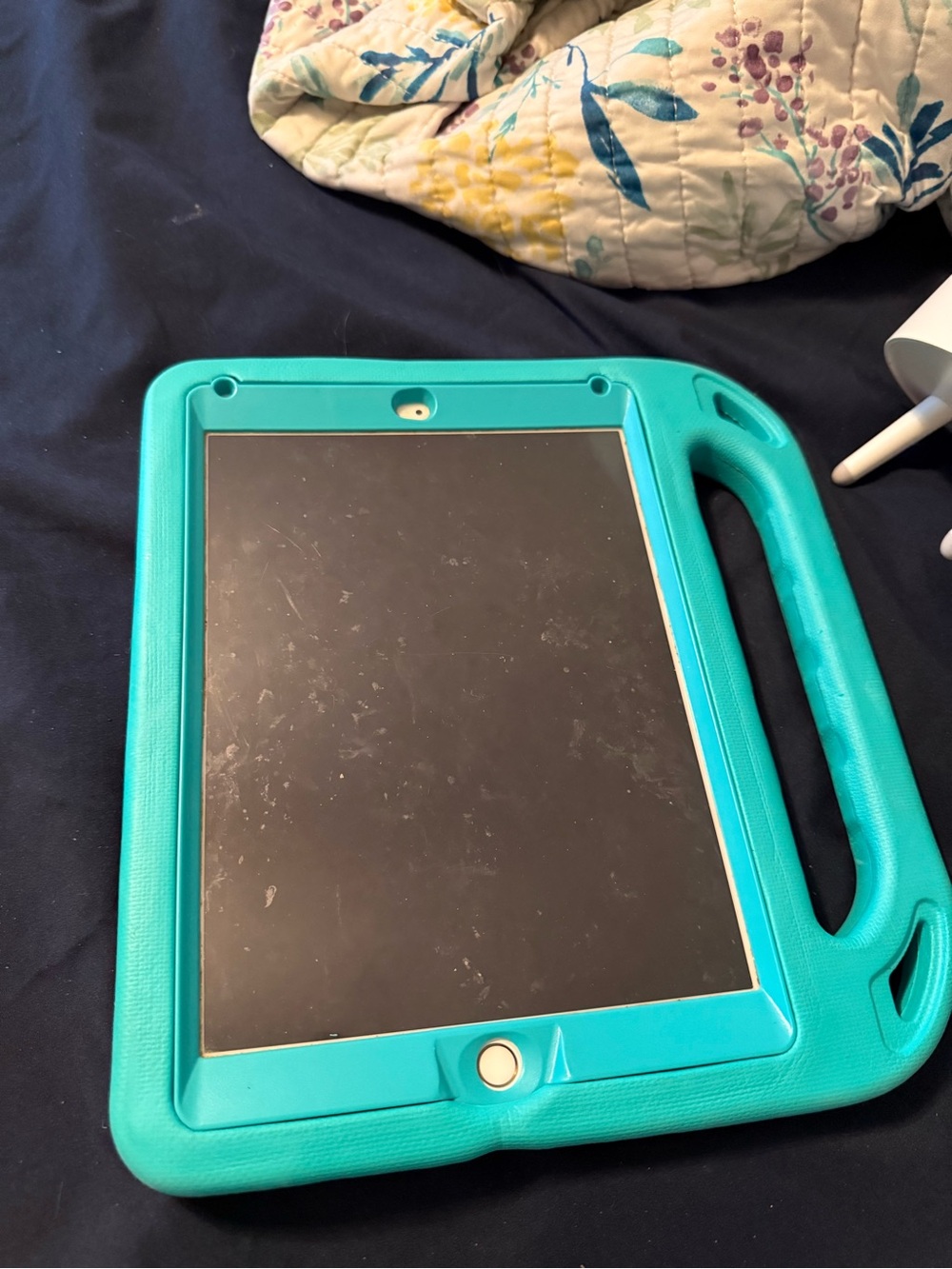 iPad with Teal Protective Case